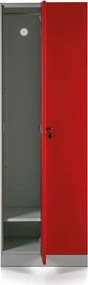 Kovová šatníková skrinka S1, 2-dverová, 1850 x 600 x 500 mm, demont, cylindrický zámok, červené dvere
