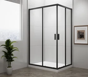 Polysan Polysan, EASY BLACK obdĺžniková sprchová zástena 900x800mm, číre sklo, EL5315B