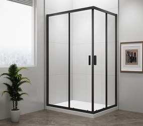 Polysan Polysan, EASY BLACK obdĺžniková sprchová zástena 900x800mm, číre sklo, EL5315B