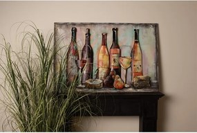 3D kovový obraz s fľašami vína Wine Bottle - 120*6*80 cm
