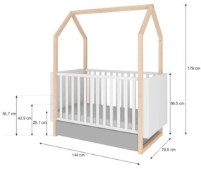 PROXIMA.store - Detská posteľ v tvare domčeka PINETTE so šuflíkom - 70x140