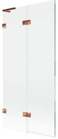 Mexen Lunar L, 2-krídlová vaňová zástena ľavá 90 x 150 cm, číre sklo, ružové zlato, 897L-090-100-60-00-L