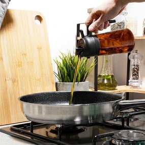 VILDE Sklenený rozprašovač a dávkovač na olej 2v1 450ml - hnedé sklo