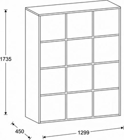 Kancelárska skriňa FRAME, 12x dvere, 1299 x 450 x 1735 mm, PUSH-lock, dub prírodný