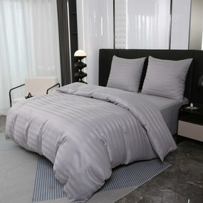 Hotelové obliečky z mikrovlákna JASMINE svetlo sivé - prúžok 2 cm, hotelové vrecko Rozmer obliečky: 70 x 90 cm | 140 x 220 cm