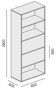 PLAN Vysoký kancelársky policový regál LAYERS, 2 boxy, 800 x 400 x 1905, dub prírodný / dub morený