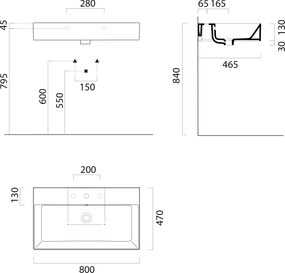 GSI GSI, KUBE X keramické umývadlo 80x47cm, bez otvoru, biela ExtraGlaze, 9422011