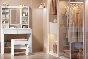 Taburet k toaletnímu stolku Kailyn bílý/růžový