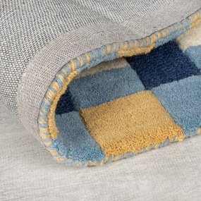 Modrý ručne tkaný vlnený koberec 160x230 cm Kai Wool Border – Flair Rugs