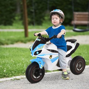 HOMCOM Detská Pretekárska Motorka s Hudobnými a Svetelnými Efektmi Modrá Biela | Aosom