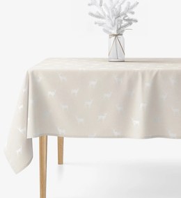 Goldea vianočný hranatý obrus natura – jeleňe na režnej 120 x 120 cm