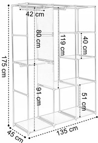 Šatníková skriňa CELINA sivá / čierna