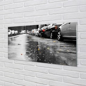 Obraz na skle Car jesenné lístie cesty 100x50 cm