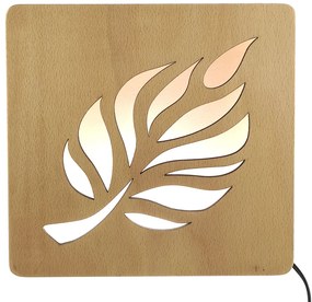 AMADEA Drevená lampička s motívom listu, veľkosť 20 cm, s LED osvetlením s trafom na 12V