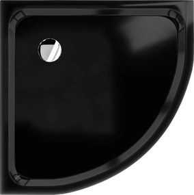 Mexen SLIM - Štvrťkruhová sprchová vanička 90x90x5cm + chrómový sifón, čierna, 41709090