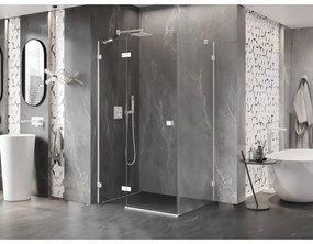 Mexen Lunar, výklopný sprchový kút ľavý 85 x 70 cm, 8mm číre sklo, biely profil, 834-085-070-20-00-L