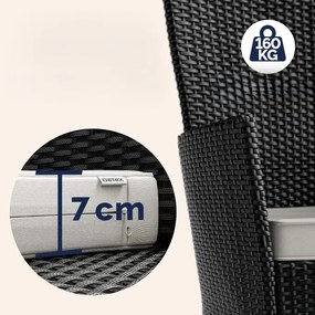 InternetovaZahrada Záhradná ratanová zostava Berlin 1+6 - čierna/drevo