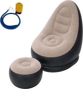 Nafukovacie relaxačné kreslo s podnožkou hnedé