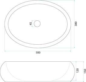 Rea Mika Cloudy, umývadlo na dosku 500x380x150 mm, biela-imitácia kameňa, REA-U3584