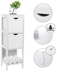 VASAGLE Kúpelnová skrínka s dvoma zásuvkami biela