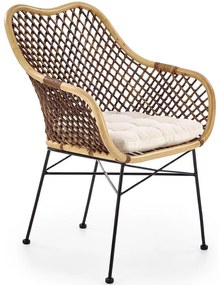 Stolička K336 Rattan/Kov Natural/Tmavohnedá