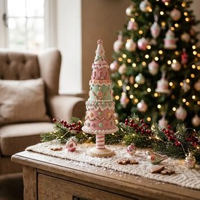 Vianočné dekorácie stromček s perníčkami Pastel Christmas Chic - Ø 8*26 cm