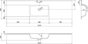 Mexen Orio, kúpeľňová skrinka 160 cm s umývadlom Otis, 2 zásuvky, biela matná, 91A10-16047-2-BFF01-W18M01