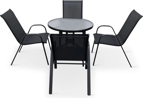 Noela Záhradný jedálenský set Capri 80cm + 4x kovová stolička Ramada