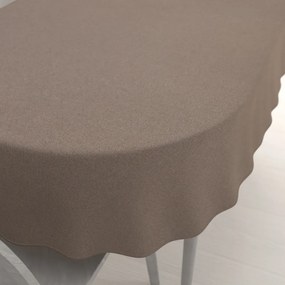 Biante Veľký dekoračný oválny obrus BKR-502 Svetlo hnedý režný 220x260 cm