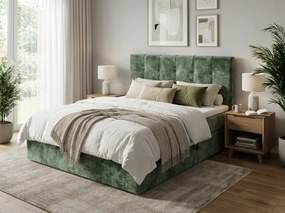 Čalúnená posteľ boxspring DIRELIS VIBE 180x200 cm tmavozelená Matrac: Matrac Bonell pružinový
