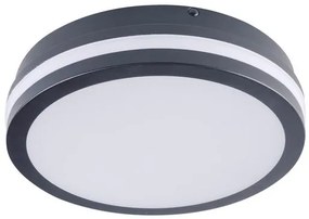 KANLUX Vonkajšie stropné prisadené LED osvetlenie DEVON, 18W, denná biela, okrúhle, 22cm, grafitové