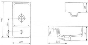 Cersanit Crea BOX skrinkové umývadlo 40cm, biela, K114-004