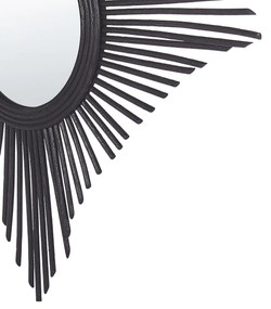 Nástenné ratanové zrkadlo 60 x 60 cm čierne MAJENE Beliani