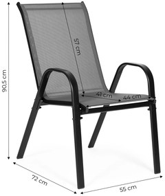 MultiGarden Sada záhradných stoličiek na balkón, terasu, 4 kusy - sivá MultiGarden