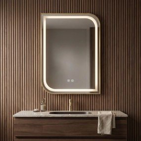 Rea Zone, LED zrkadlo, 60x80 cm, zlatá matná, HOM-00209