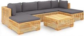 vidaXL 7-dielna sedacia súprava do záhrady, vankúše, teakové drevo
