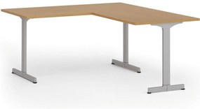 Kancelársky stôl PRIMO BETA L, 160x180 cm, sivá podnož, buk