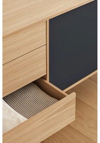 Antracitovosivá komoda v dubovom dekore Teulat Yoko, šírka 180 cm