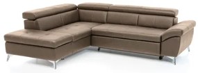 Kožená rohová sedacia súprava SALERNO II L, ľavá, hnedá, rozkladacia