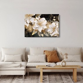Obraz - Kvety v zlate (90x60 cm)
