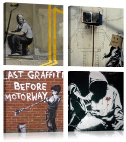 Artgeist Obraz - Banksy - Street Art Veľkosť: 90x90, Verzia: Premium Print