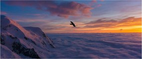 Obraz pri západe slnka, Mt. blanc (120x50 cm)