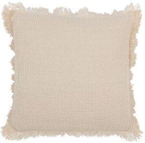 Béžový mušelínový vankúš so strapcami Muslin - 45*10*45 cm