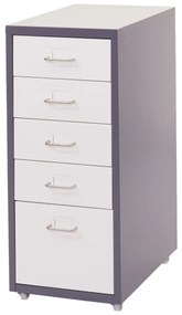 Zásuvková skrinka Boston T851 - 69x28x41cm, 5 zásuviek - tmavosivá biela