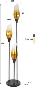 Stojaca lampa 76-90S Cocoon 3L Brown clear glass  - Komfort-nábytok