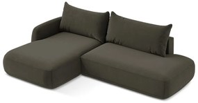 Hnedá rozkladacia rohová pohovka (ľavý roh/s leňoškou) Hale – Makamii