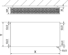 Mexen, Mexen Flat CVF33 panelový radiátor 600 x 1400 mm, spodné pripojenie, 3081 W, biely - W633F-060-140-00
