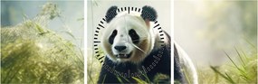 Obraz - Panda (s hodinami) (90x30 cm)