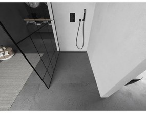 Mexen Kioto L, sprchová zástena Walk-In 110 x 200 cm, 8mm číre sklo čierny vzor, grafitový profil, 800-110-103-95-78