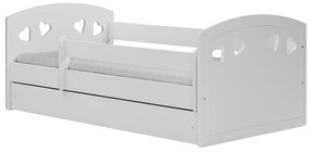 Detská srdiečková posteľ JULIE sa zásuvkou - biela 180x80 cm